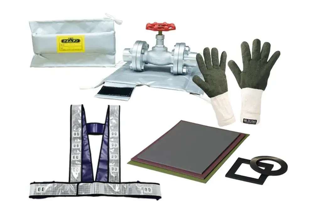 Heat-resistant gloves, insulating cover for plumbing